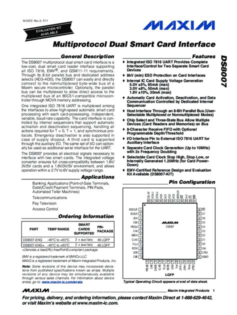 8 contact smart card pinout|The DS8007 and Smart Card Interface Fundamentals .